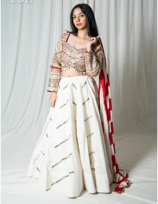 white embroidered cotton Lehenga set 2
