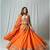 orange embroidered cotton Lehenga