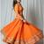 orange embroidered cotton Lehenga