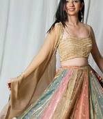 multicolor embroidered silk Lehenga set