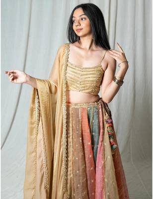 multicolor embroidered silk Lehenga set 2