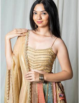multicolor embroidered silk Lehenga set 3