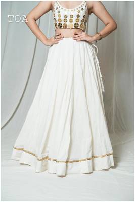 White Mirror-Work Lehenga Choli Set 2