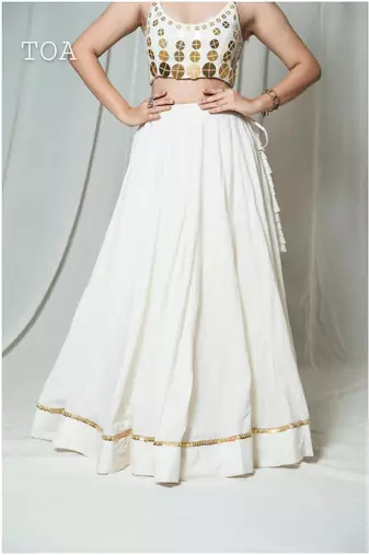 White Mirror-Work Lehenga Choli Set
