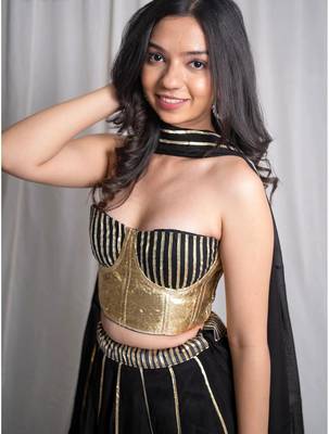 black embroidered cotton Lehenga set 1