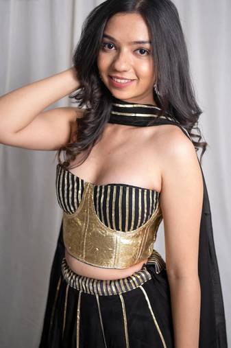 black embroidered cotton Lehenga set