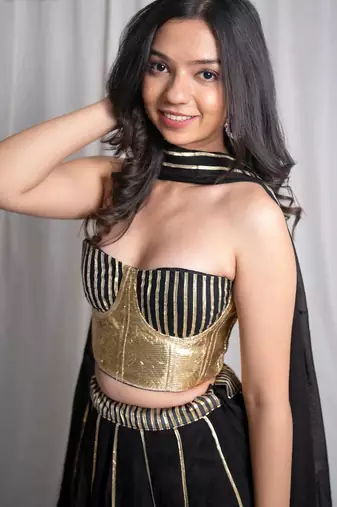 black embroidered cotton Lehenga set