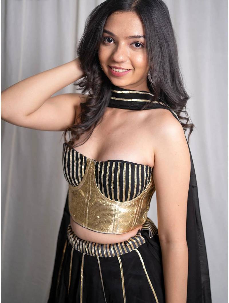 black embroidered cotton Lehenga set
