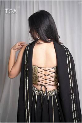 black embroidered cotton Lehenga set 2