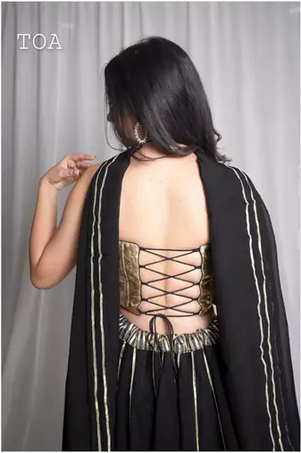 black embroidered cotton Lehenga set