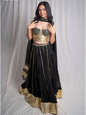 black embroidered cotton Lehenga set 3