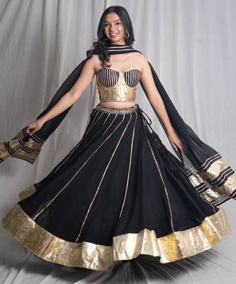 black embroidered cotton Lehenga set 4