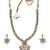 Gold plated ad studded leaf style attigai necklace set