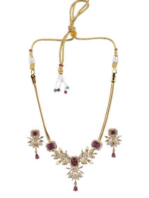 Ruby red ad pearl flower necklace set 2