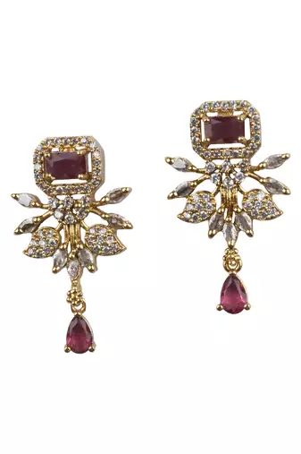 Ruby red ad pearl flower necklace set