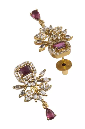 Ruby red ad pearl flower necklace set