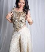 Gold embroidered silk top