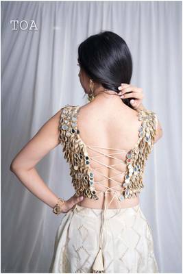 Gold embroidered silk top 3