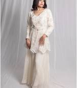 White embroidered net co ord set
