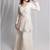 White embroidered net co ord set