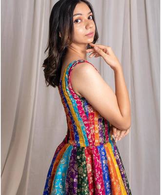 Multicolor printed silk dress 5