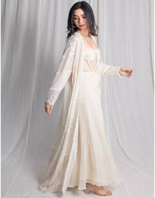 white net shrug set with embroidered work palazzo 4