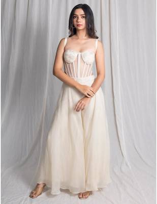 white net shrug set with embroidered work palazzo 5