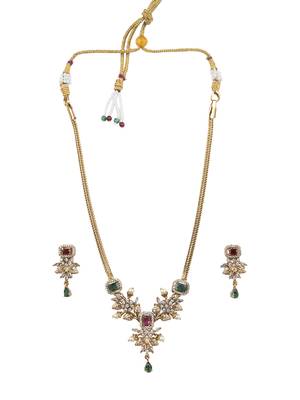 Ruby multicolor ad pearl flower necklace set 2
