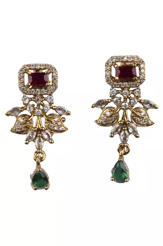 Ruby multicolor ad pearl flower necklace set