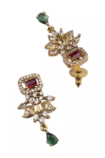 Ruby multicolor ad pearl flower necklace set