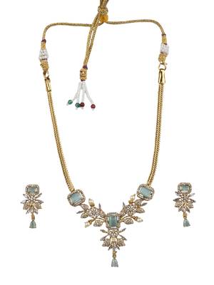 Ruby turquoise ad pearl flower necklace set 2