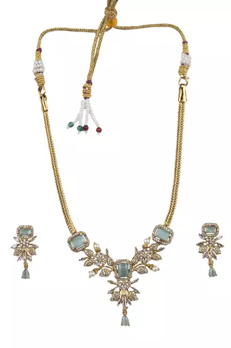 Ruby turquoise ad pearl flower necklace set