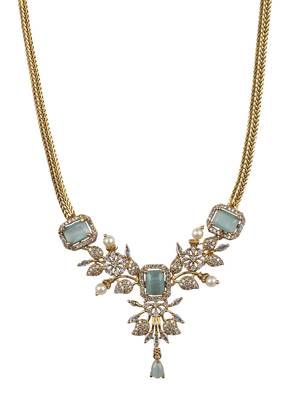 Ruby turquoise ad pearl flower necklace set 3