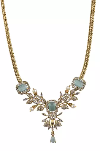 Ruby turquoise ad pearl flower necklace set