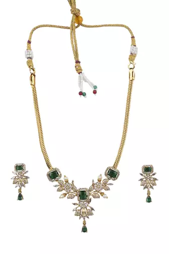 Ruby green ad pearl flower necklace set