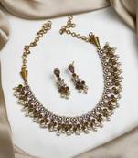  matte finish multicolor ad necklace with pearl hangings