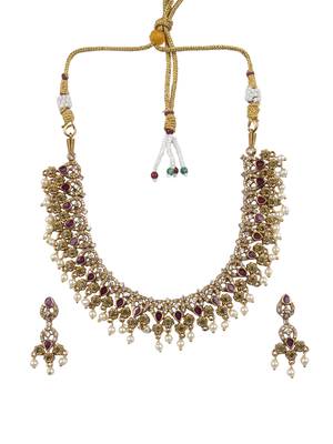   matte finish multicolor ad necklace with pearl hangings 2