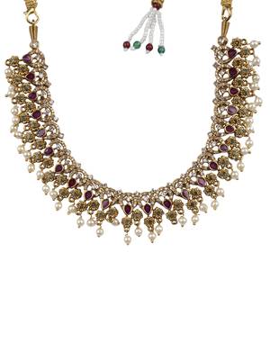   matte finish multicolor ad necklace with pearl hangings 3