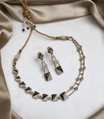 Gold plated ad stone symmetrical necklace set