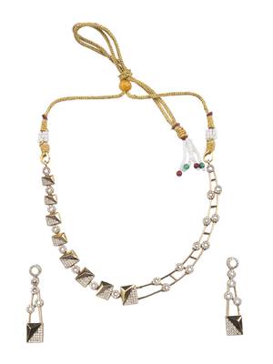 Gold plated ad stone symmetrical necklace set 2