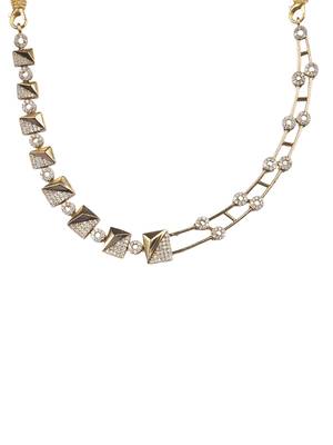 Gold plated ad stone symmetrical necklace set 3