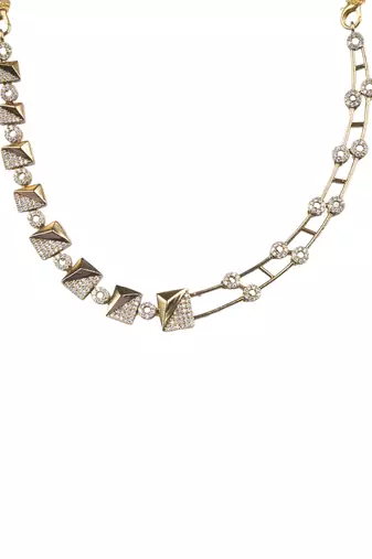 Gold plated ad stone symmetrical necklace set