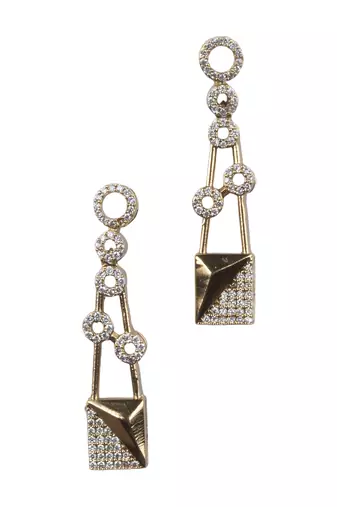 Gold plated ad stone symmetrical necklace set