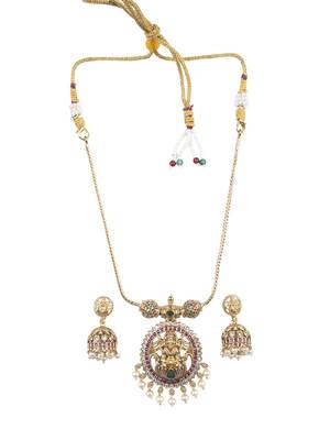 Traditional lakshmi pendant hasli necklace set 2