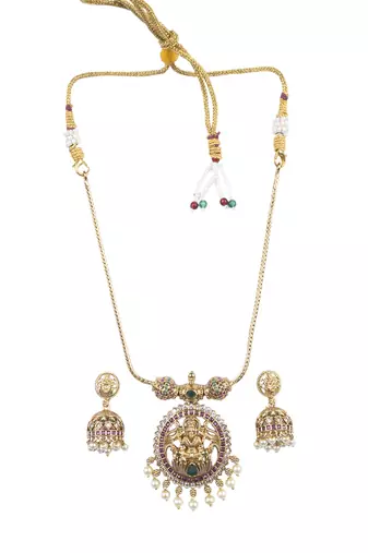 Traditional lakshmi pendant hasli necklace set