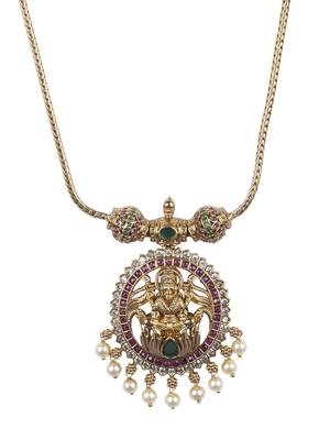Traditional lakshmi pendant hasli necklace set 3