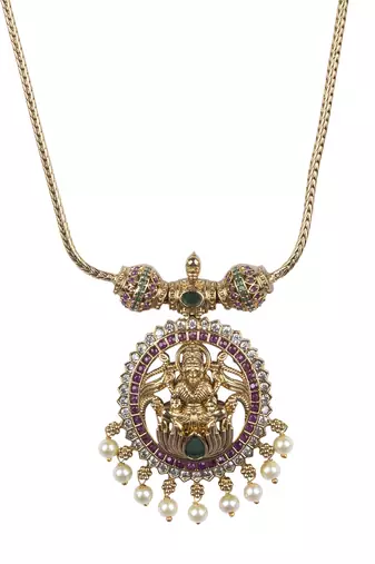 Traditional lakshmi pendant hasli necklace set