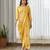 Yellow floral printed semi saree with dhoti pants
