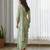 Mint green floral printed semi saree with dhoti pants