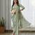 Mint green floral printed semi saree with dhoti pants